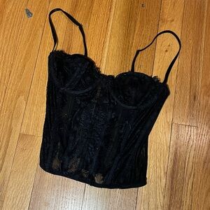 Black Lace Bustier Top
